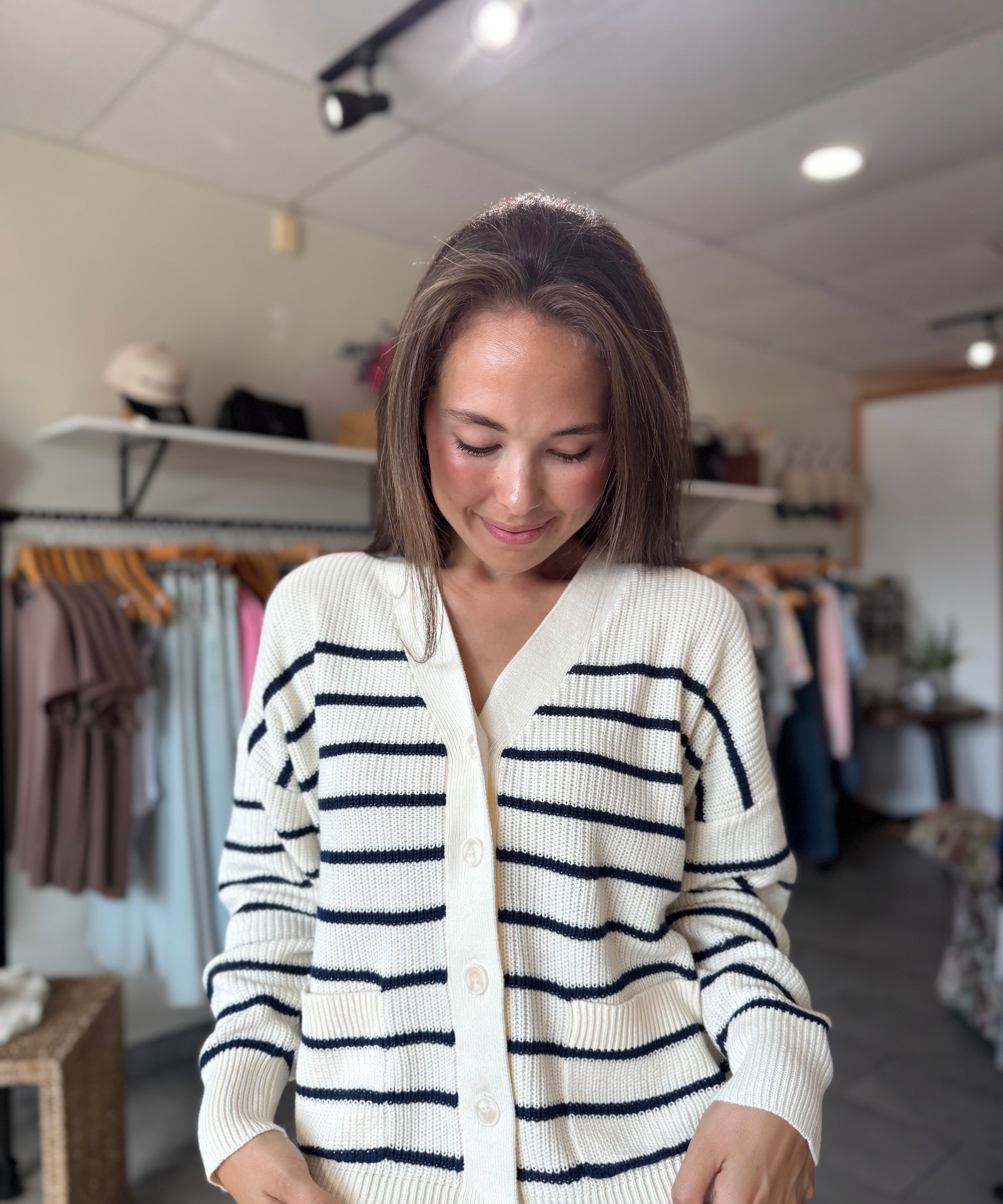 Marlene Oversized Cardigan | Black Iris Stripe