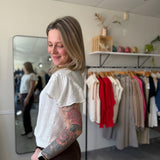Meadow Flutter Sleeve Top | Ivory