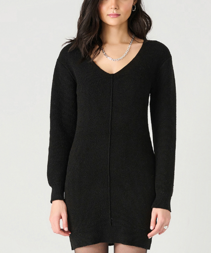 Ribbed V-Neck Sweater Dress image 0