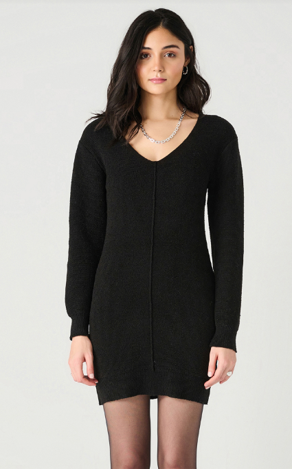 Ribbed V-Neck Sweater Dress image 0