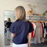 Erin Shoulder Button Tee | Navy