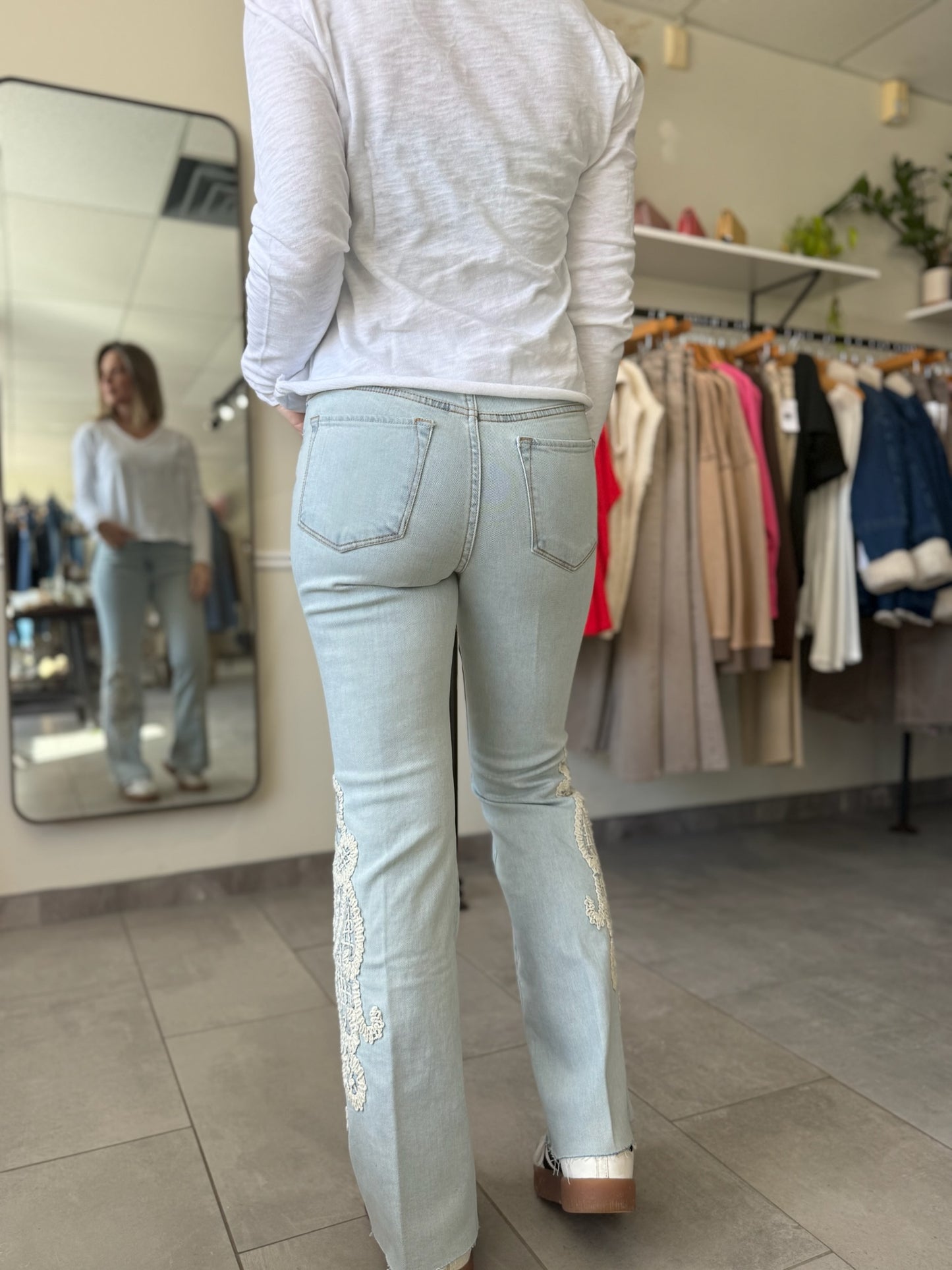 Rose Flare Leg Jeans | Denim Lace