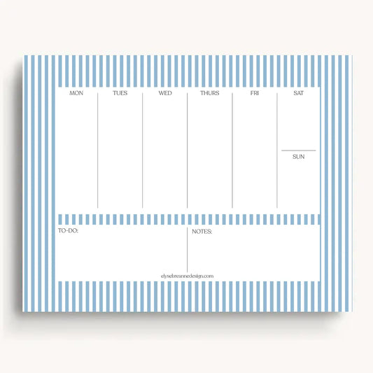 Weekly Planner Notepad | Blue Stripes