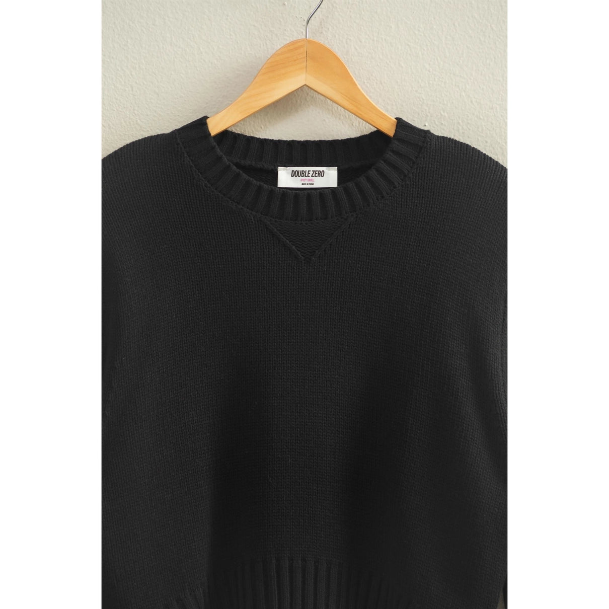 Cozy Cropped Knit Sweater - Black