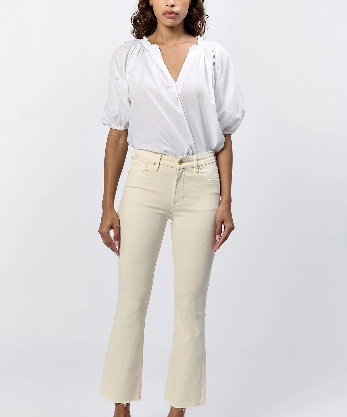 Jeanne Mid Rise Cropped Flare Jeans - Wheat image 0