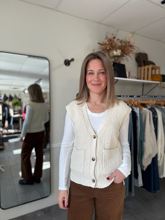 Emma Short Sleeve Cardigan - Vintage White