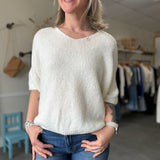 Cozy Knit Dolman Tee | Off White