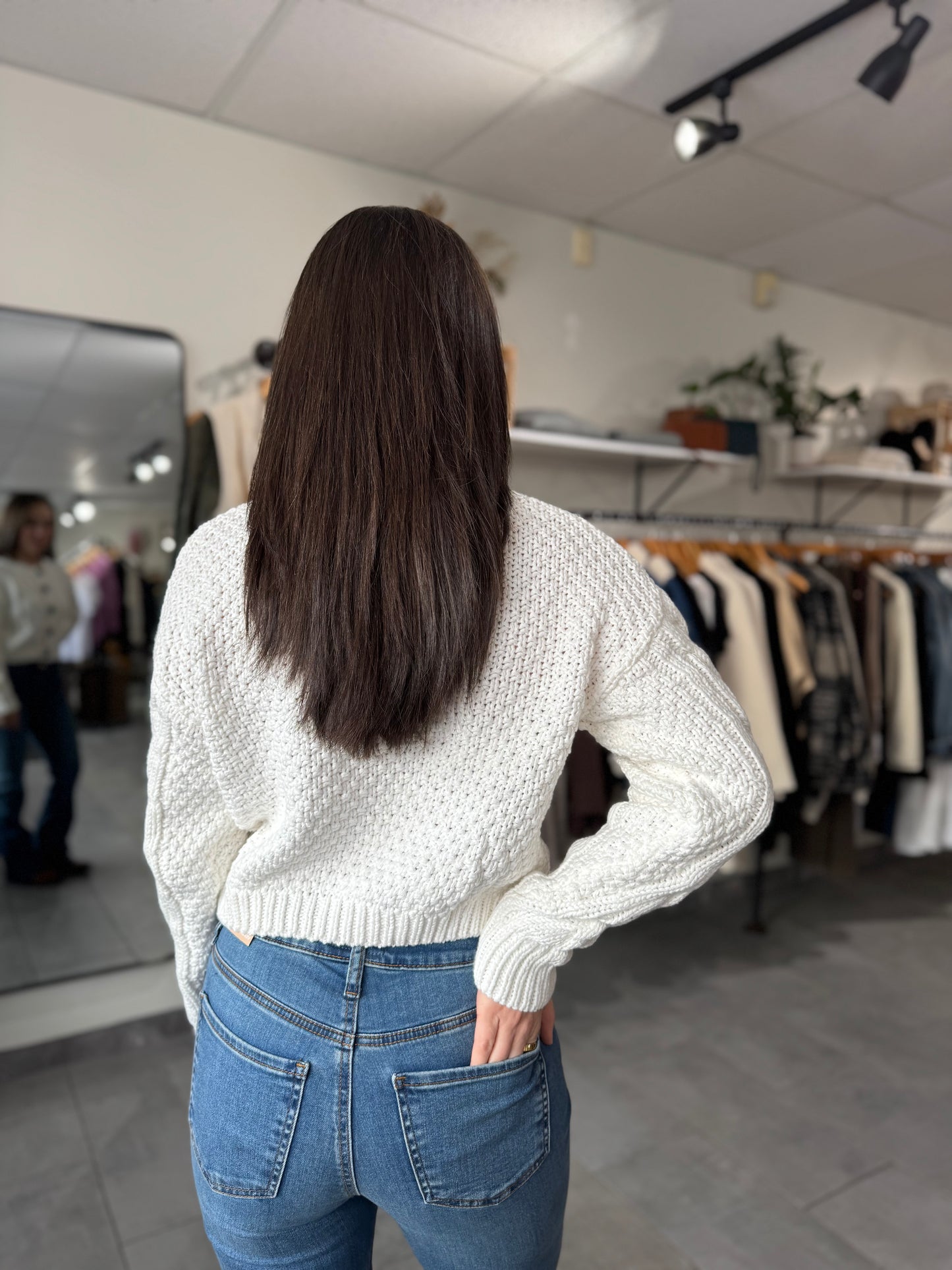 Cropped Cable Cardigan