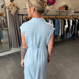 Sleeveless Linen Shirt Dress | Sky Blue