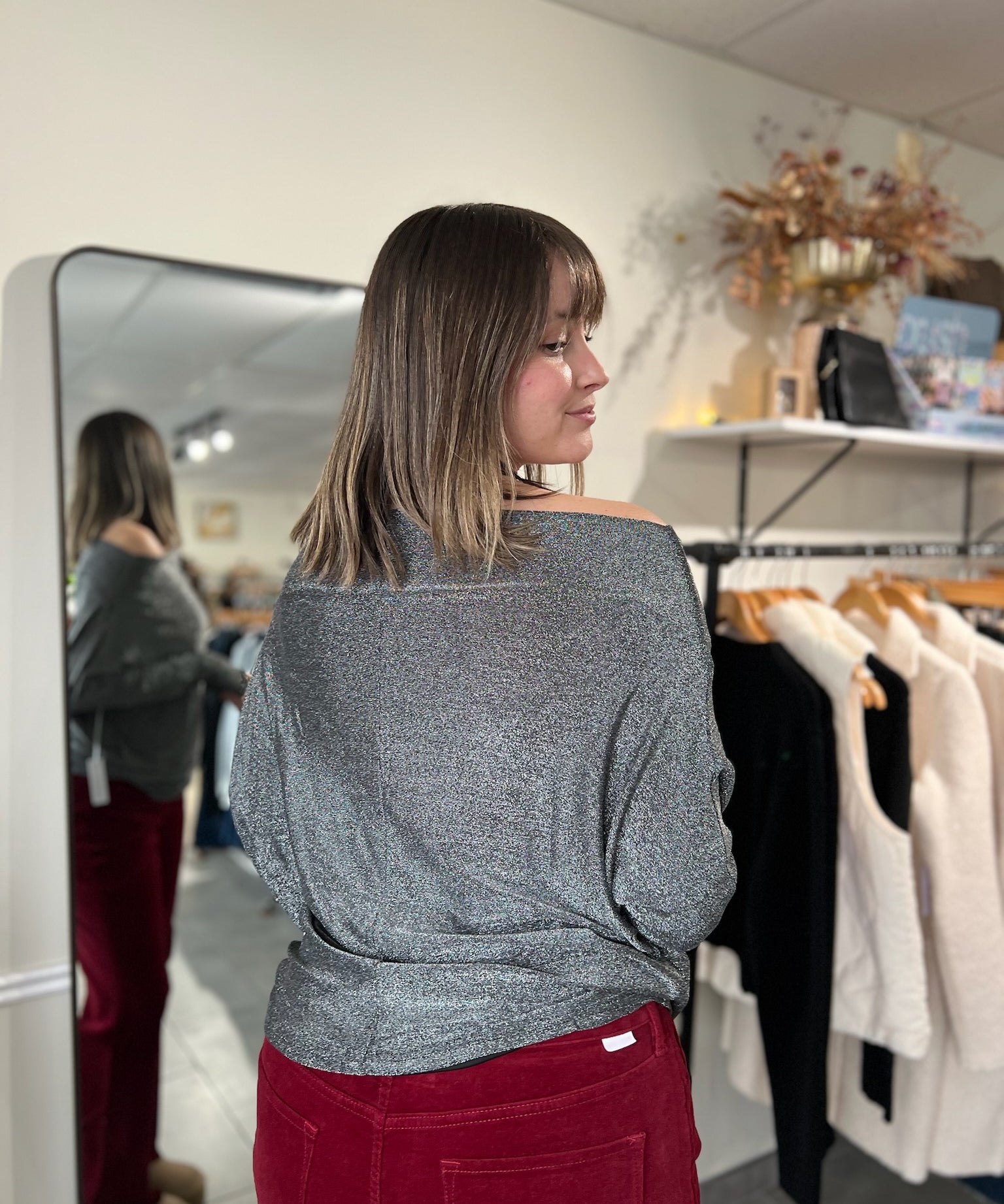 The Anywhere Top -  Silver Lurex