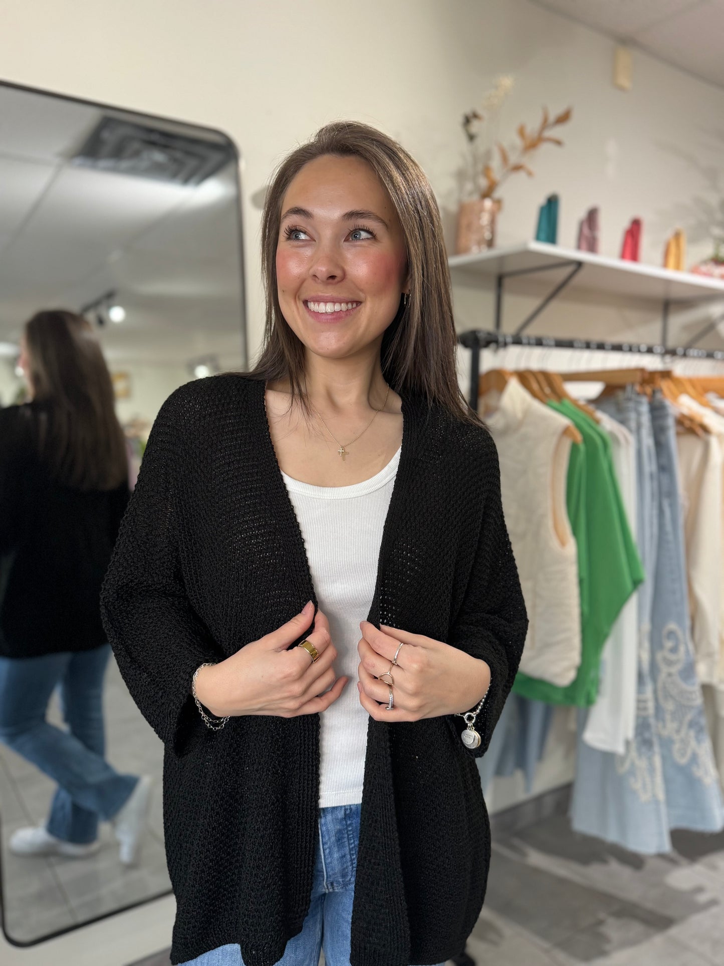 Ferelith Open Weave Cardigan | Black