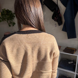 Fiore V-Neck Exposed Seam Sweater | Black/Camel