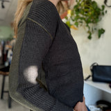 Runa Crew Neck Exposed Seam Sweater | Charcoal/Olive
