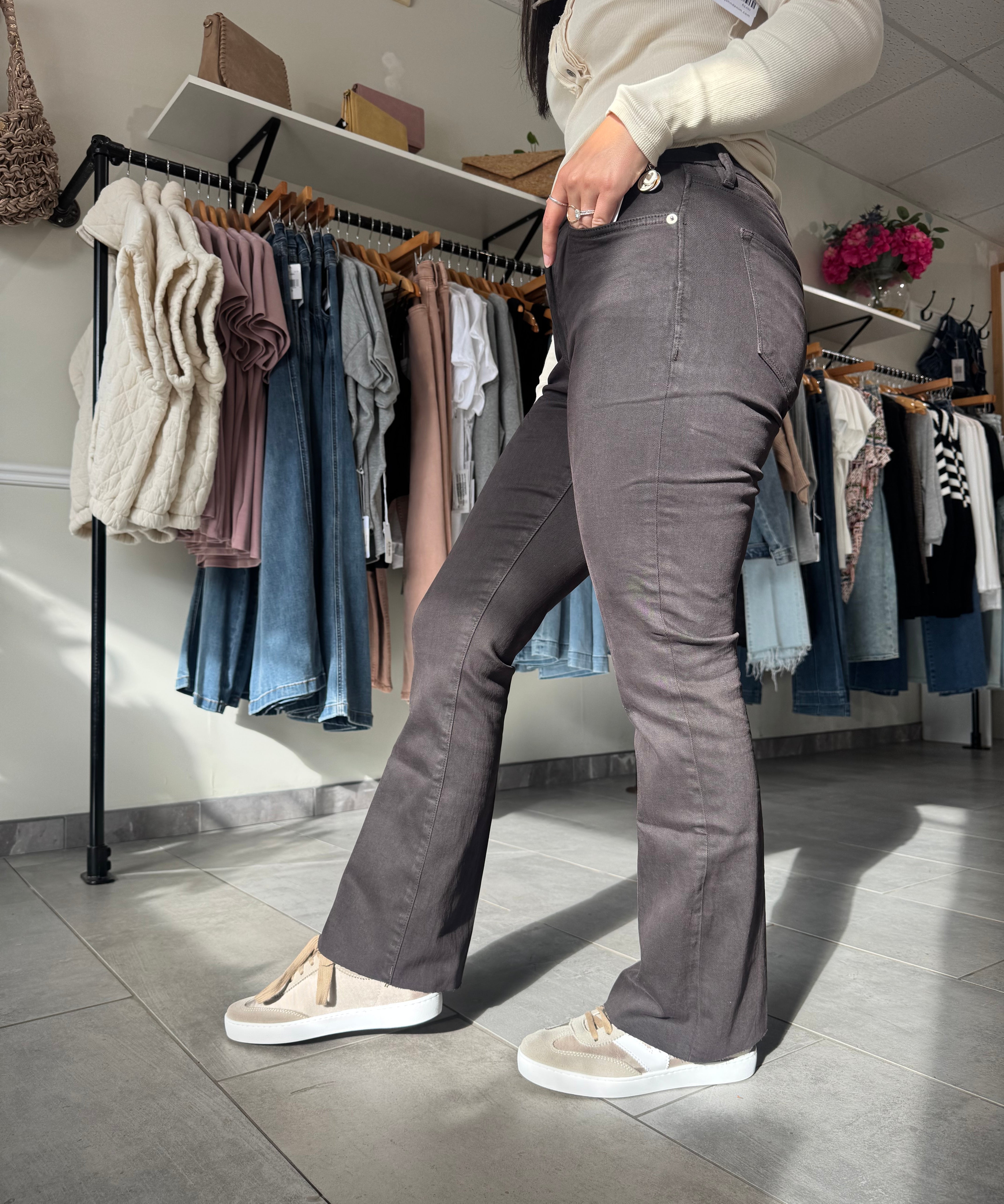 Jeanne Mid Rise Flare Jeans | Chocolate Torte
