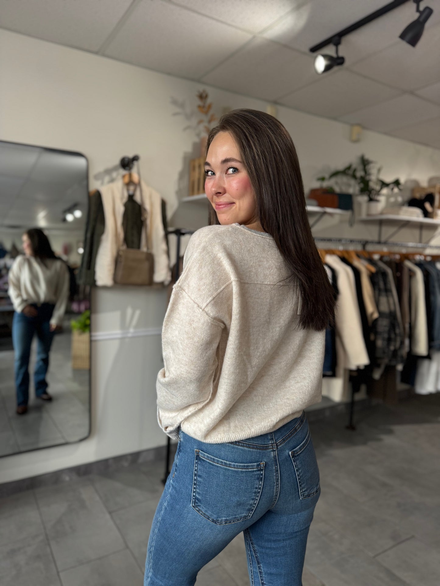 Heathered Boat Neck Pullover
