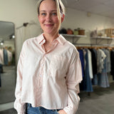 Adrianna Cropped Button Shirt | Pale Lilac