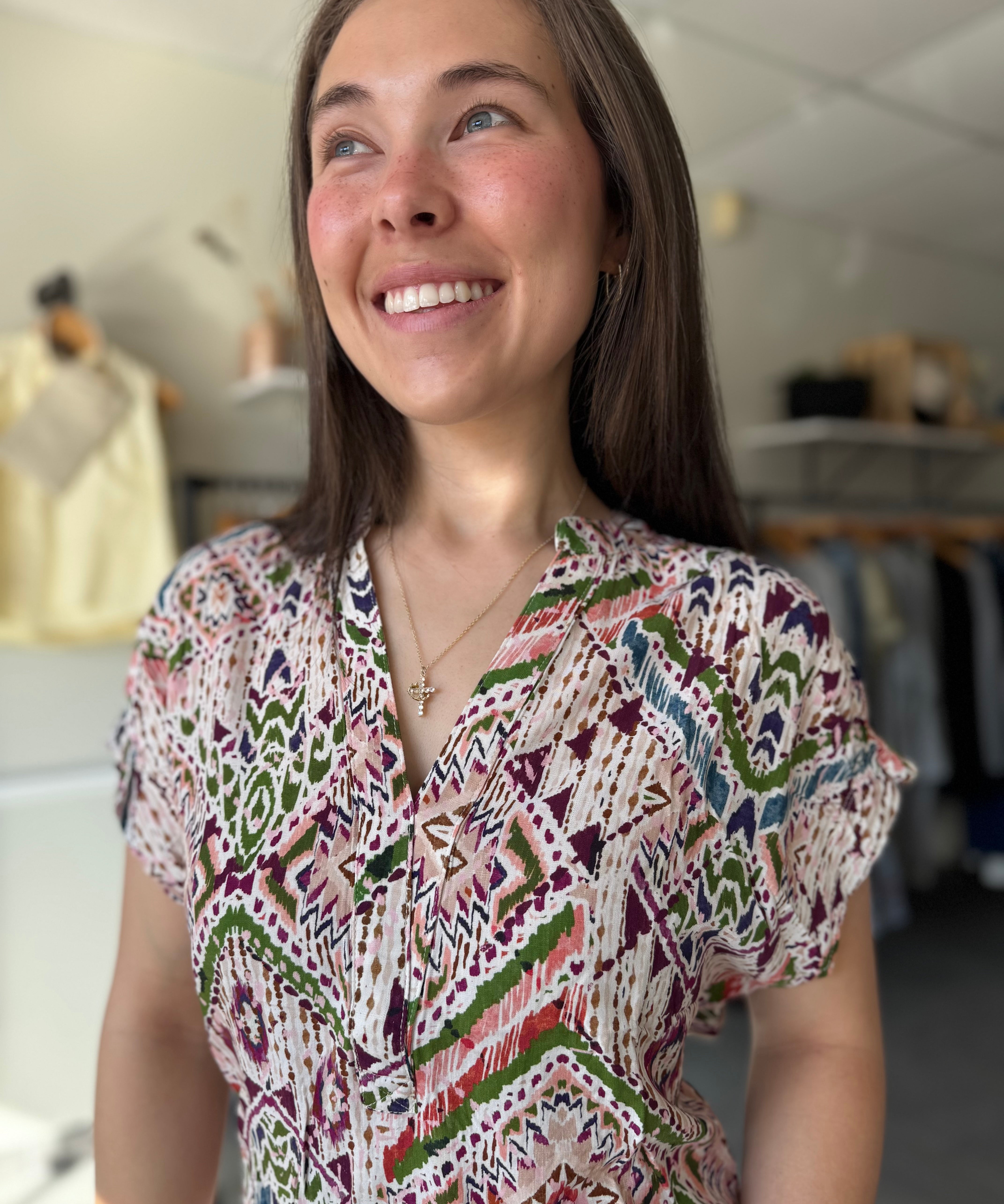 Julia Top | Tropical Ikat