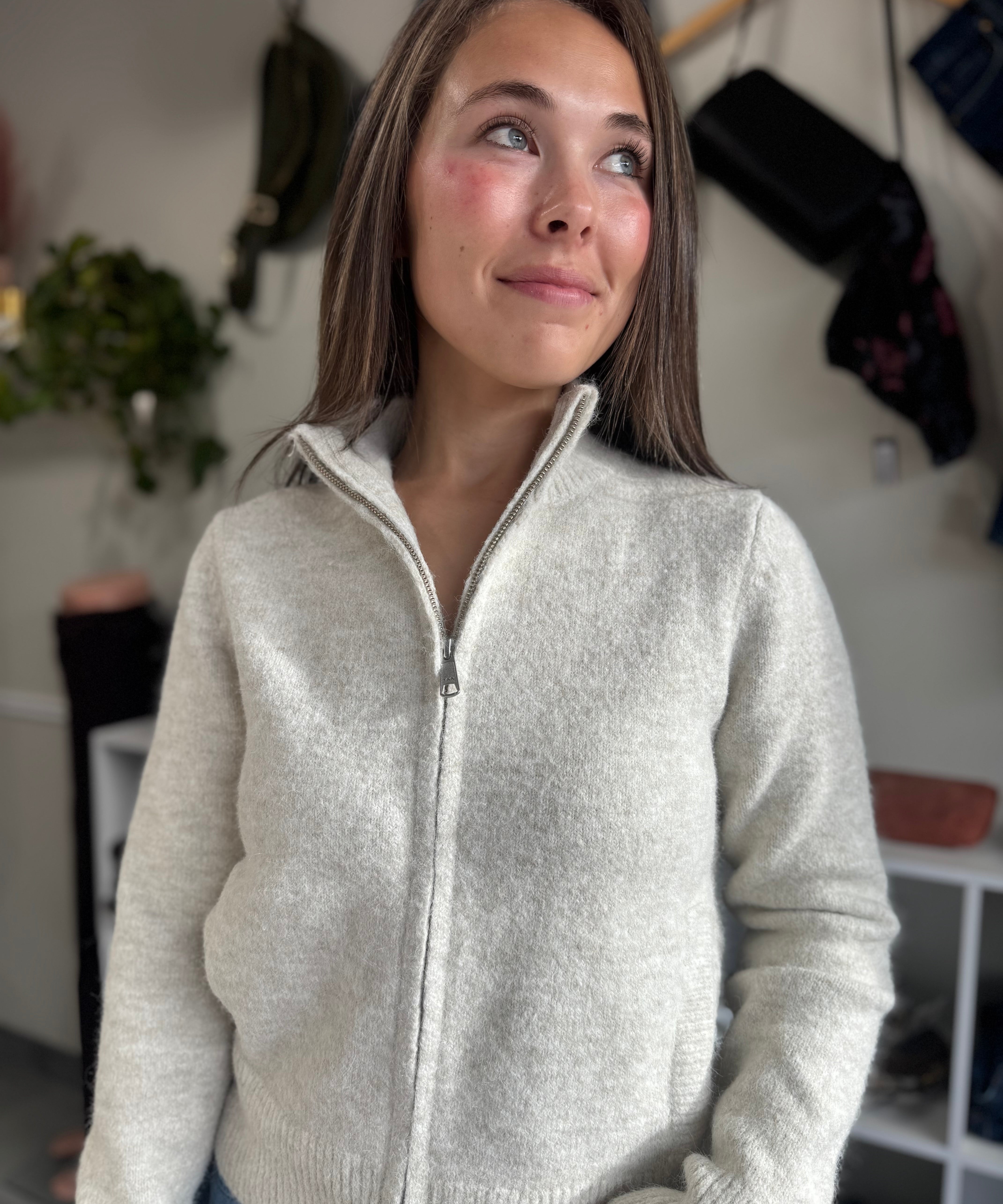 Rozelle Zip-Up Jacket | Heather Oatmeal