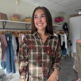 Adrianna Plaid Button Front Shirt | Greenbriar Plaid