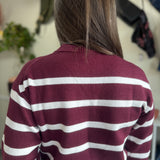Sam Striped Crew Neck Sweater | Bordeaux/Ivory