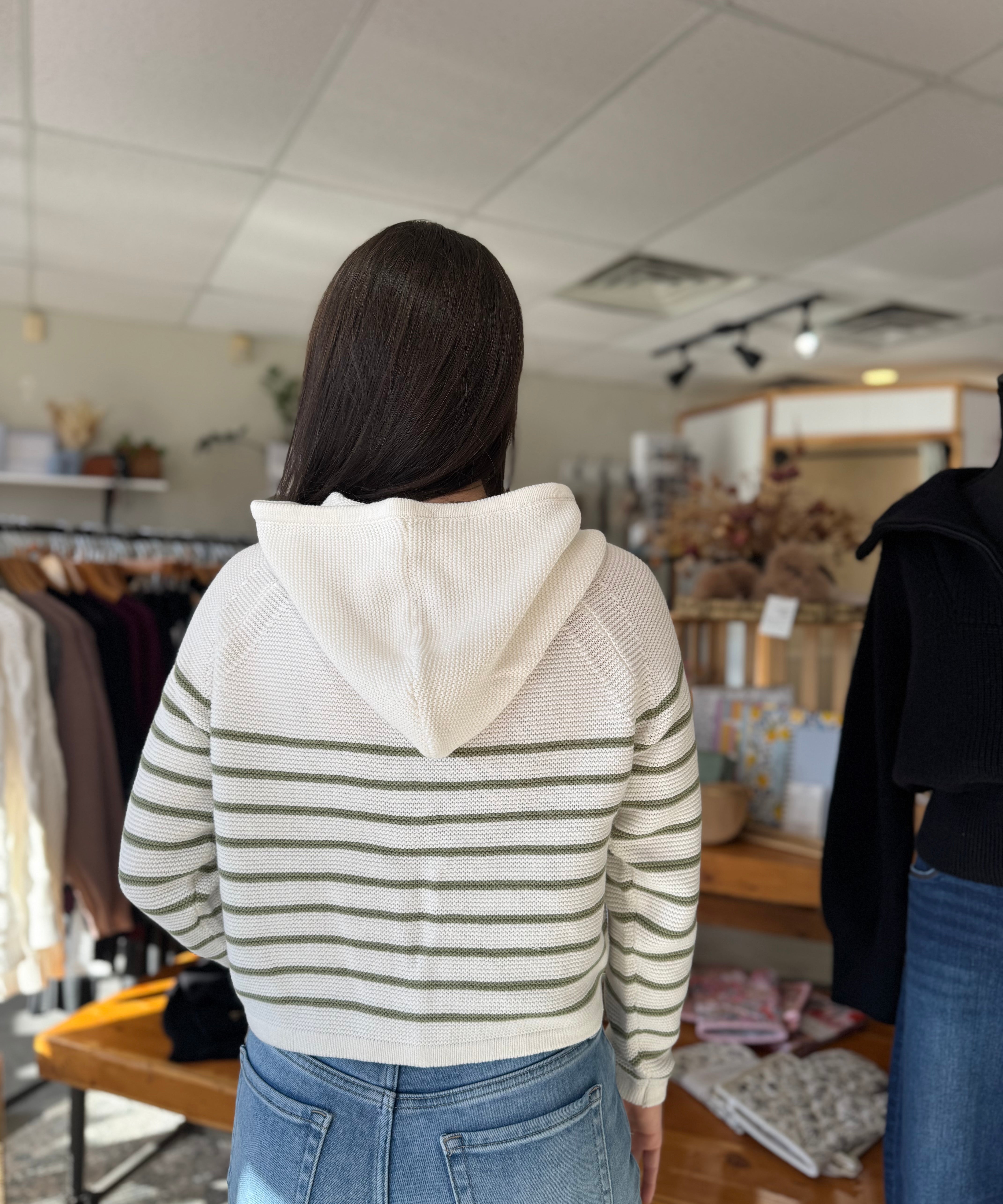 Annalora Hoodie | Green Stripe