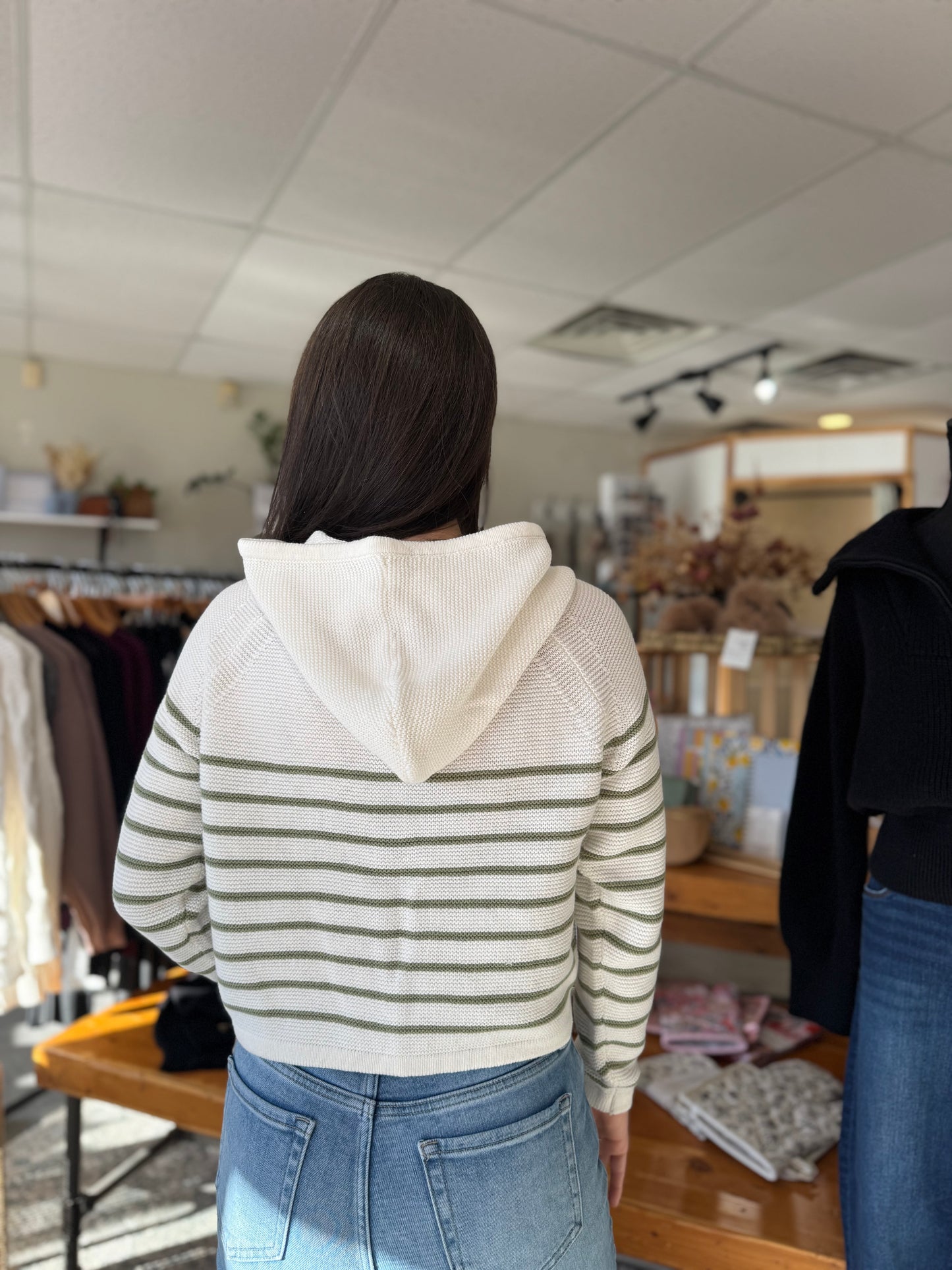 Annalora Hoodie | Green Stripe