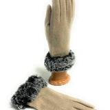 Wool Blend Gloves with Faux Fur Cuff image 0
