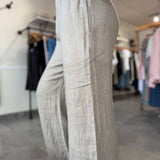 Front Seam Wide Leg Linen Pants