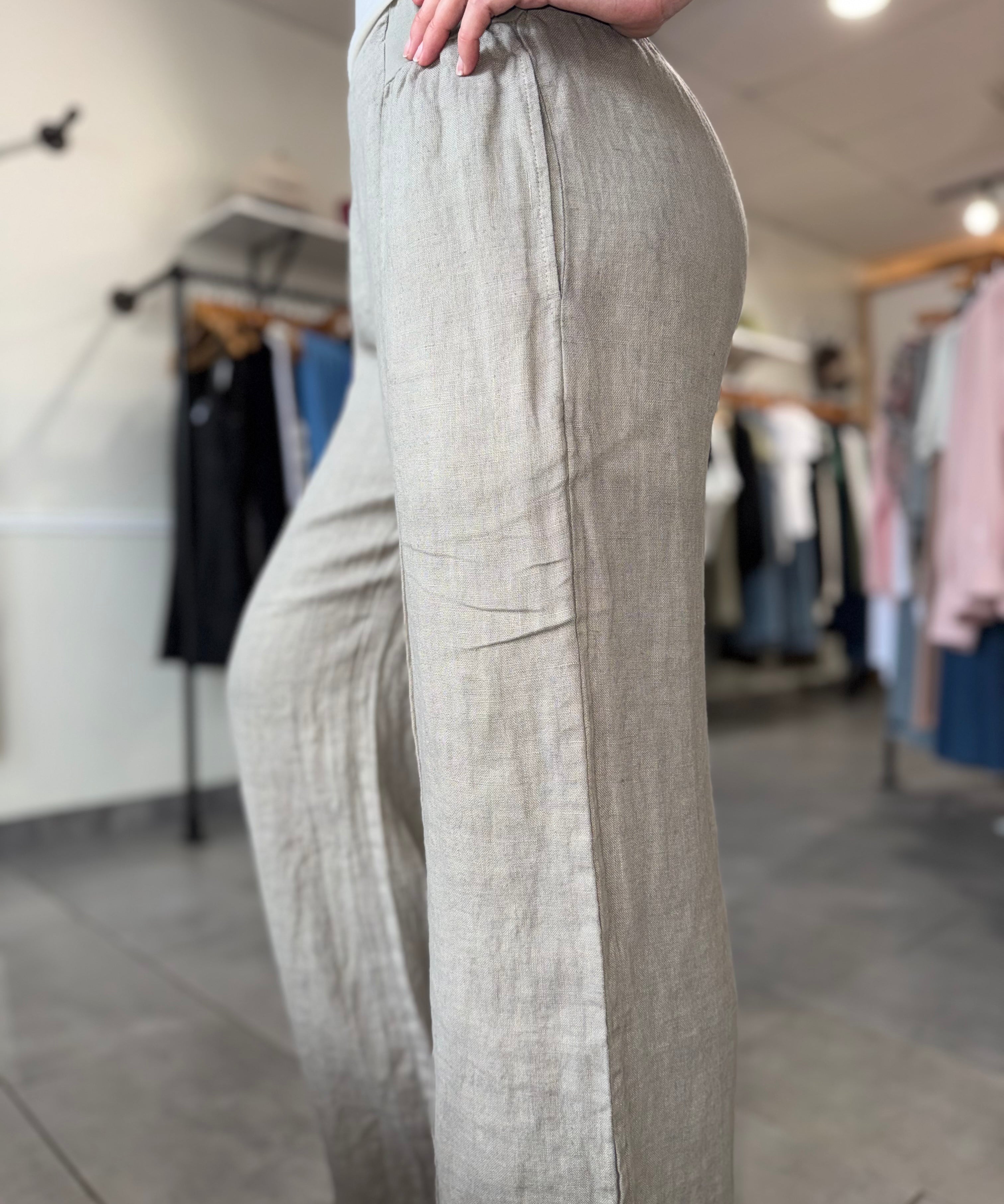 Front Seam Wide Leg Linen Pants