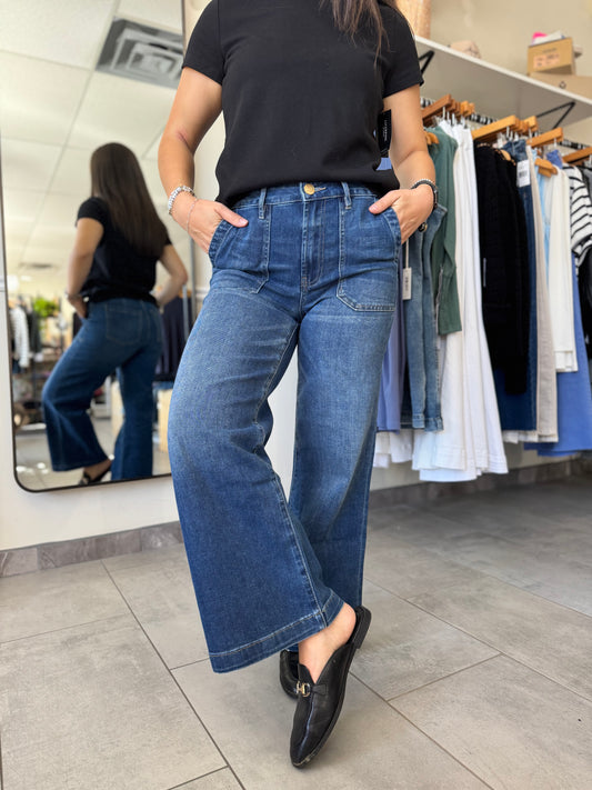 Meg High Rise Wide Legs - Dark Wash