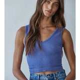 Seamless Reversible U-V Neck Tank | Blue Jewel
