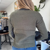 Runa Crew Neck Exposed Seam Sweater | Charcoal/Olive
