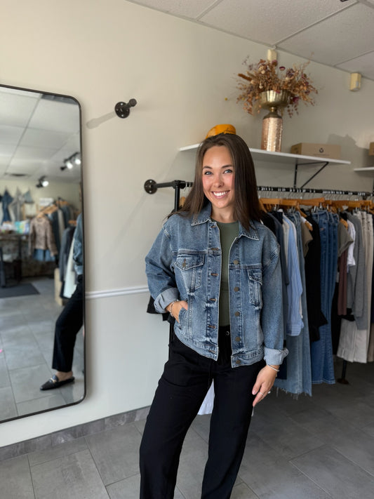 Liz Trucker Drop Shoulder Denim Jacket