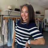 Simone Sweater | Black Iris Stripe