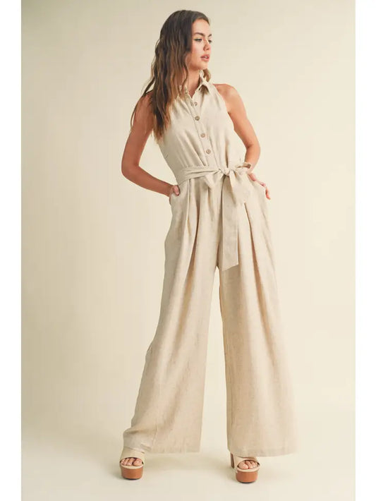 Catch You Later Linen Jumpsuit image 0
