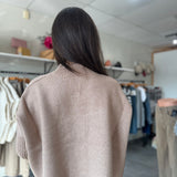 Oslo Funnel Neck 3/4 Sleeve Sweater | Heather Taupe