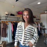 Marlene Oversized Cardigan | Black Iris Stripe