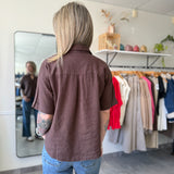 Brianna Boxy Fit Button Down | Chocolate