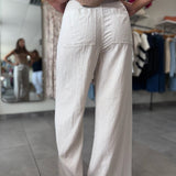 Audrey High Rise Cropped Wide Leg Linen Pants | Stone
