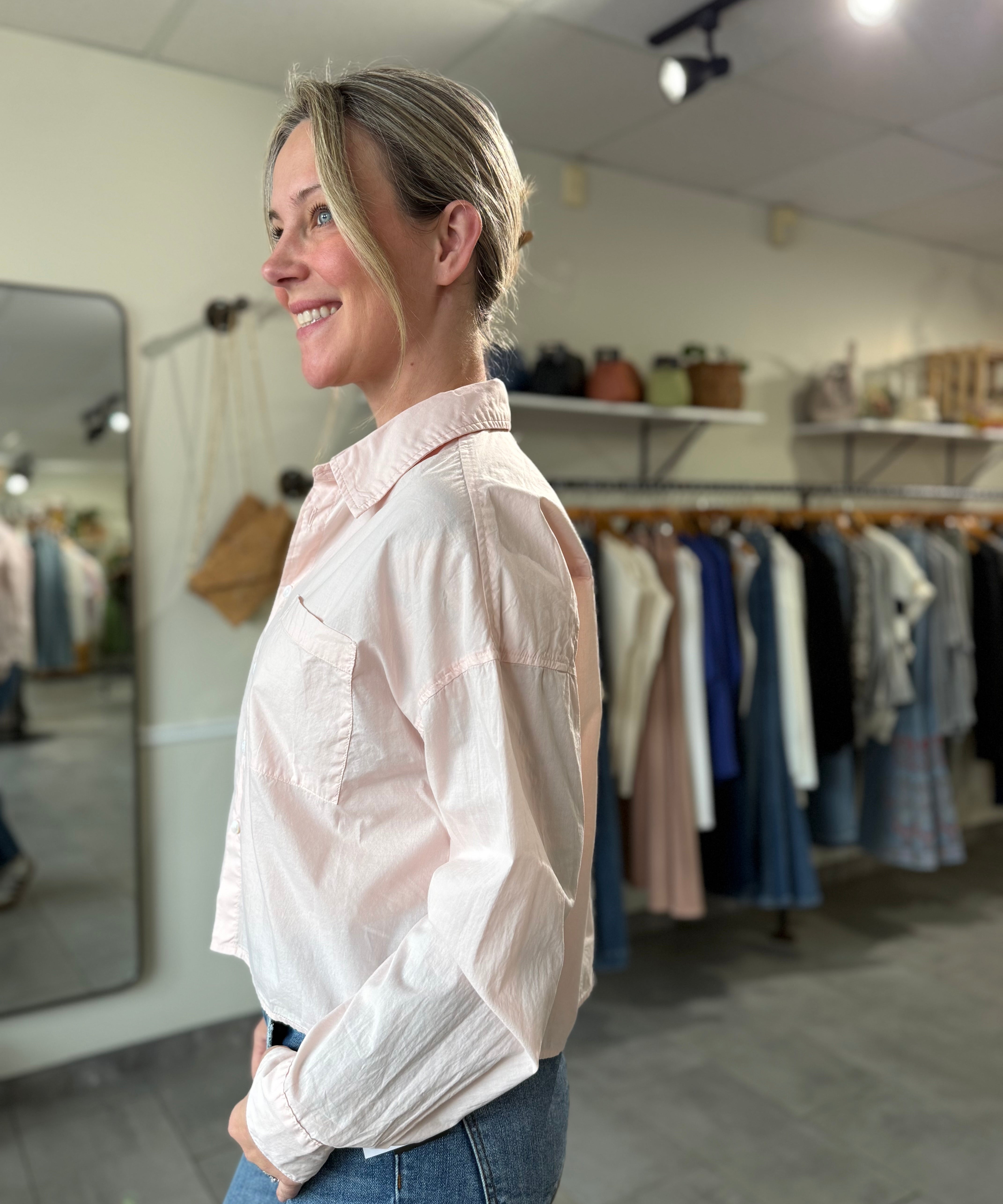 Adrianna Cropped Button Shirt | Pale Lilac