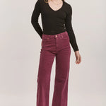 Fiona High Rise Wide Leg Pants - Plum Berry Corduroys image 1