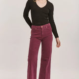 Fiona High Rise Wide Leg Pants - Plum Berry Corduroys image 1