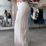 Audrey High Rise Cropped Wide Leg Linen Pants | Stone