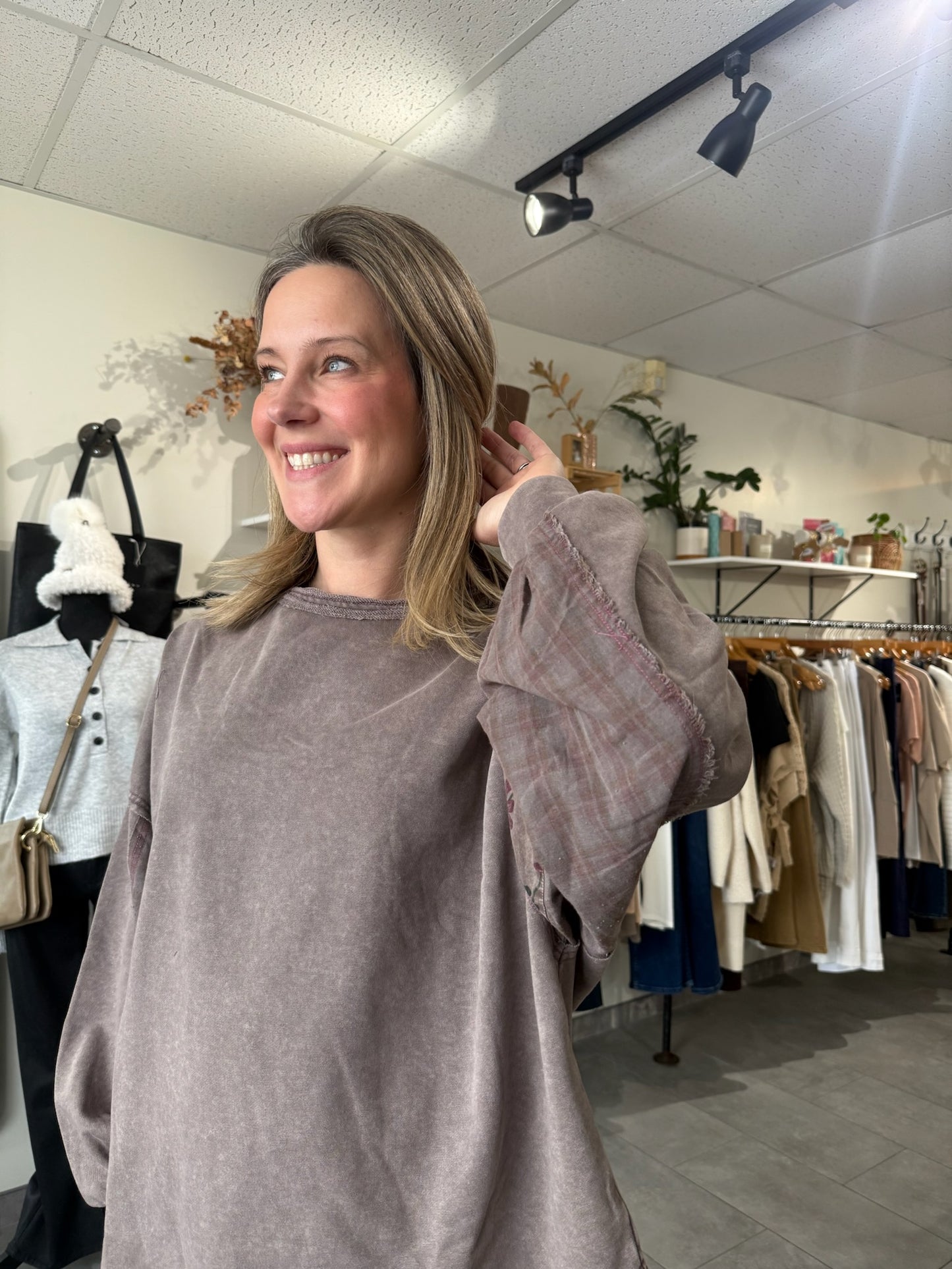 Dolman Washed Terry Pullover | Mocha