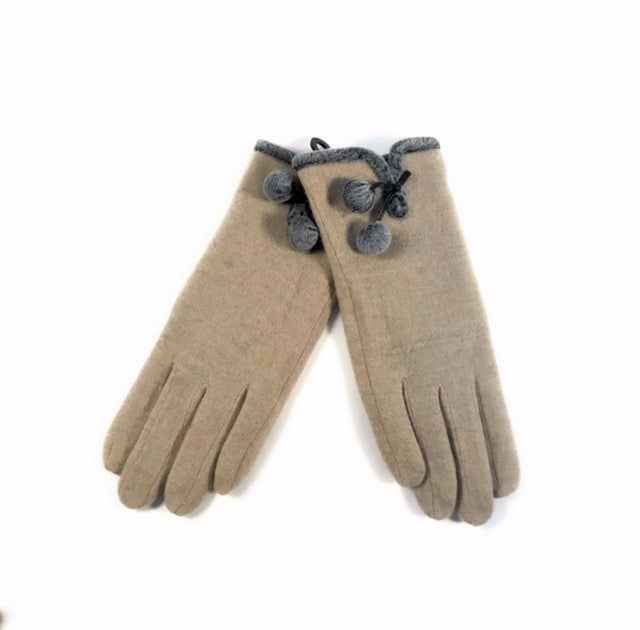 Wool Blend Gloves with PomPoms image 0