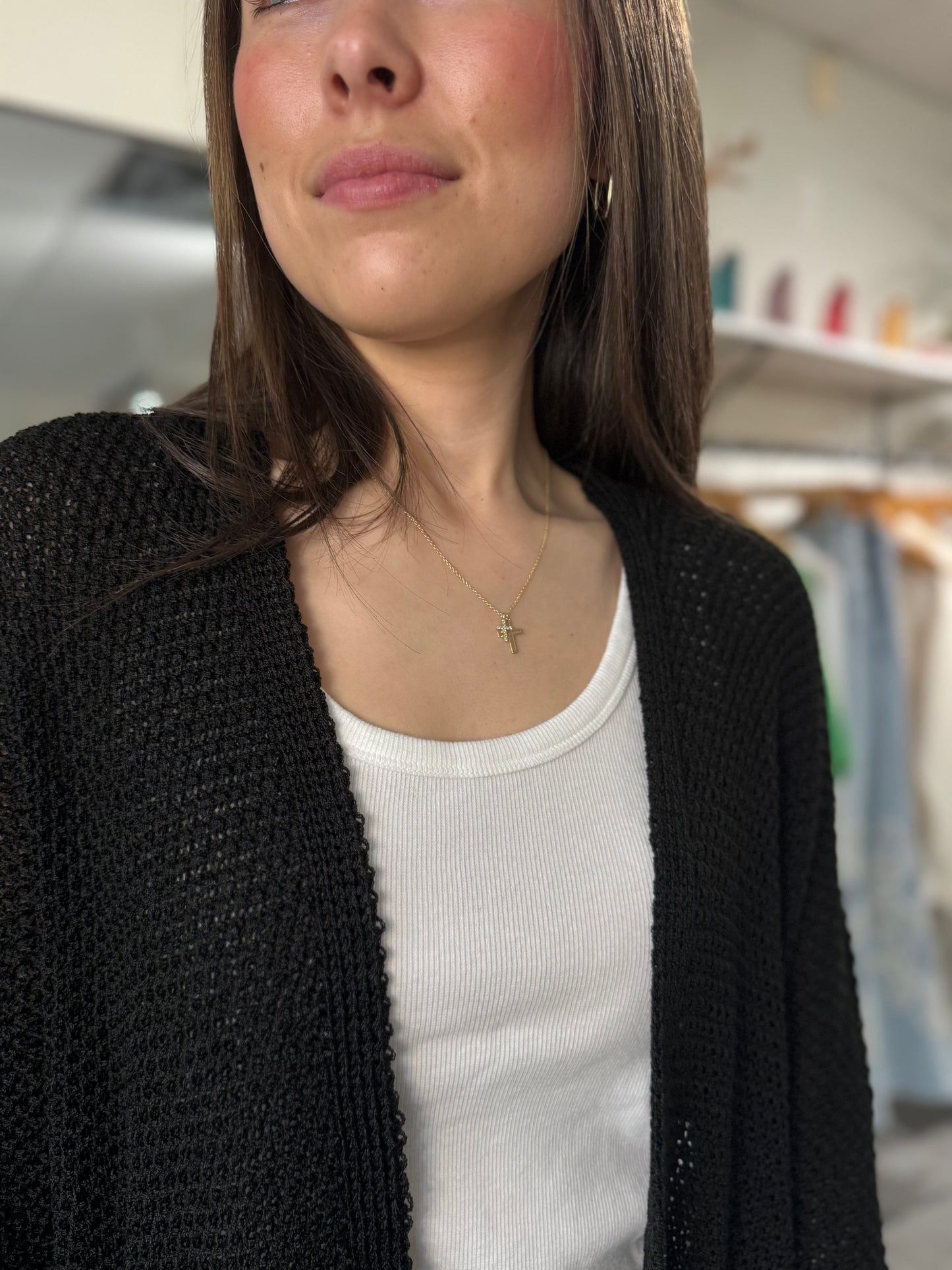 Ferelith Open Weave Cardigan | Black