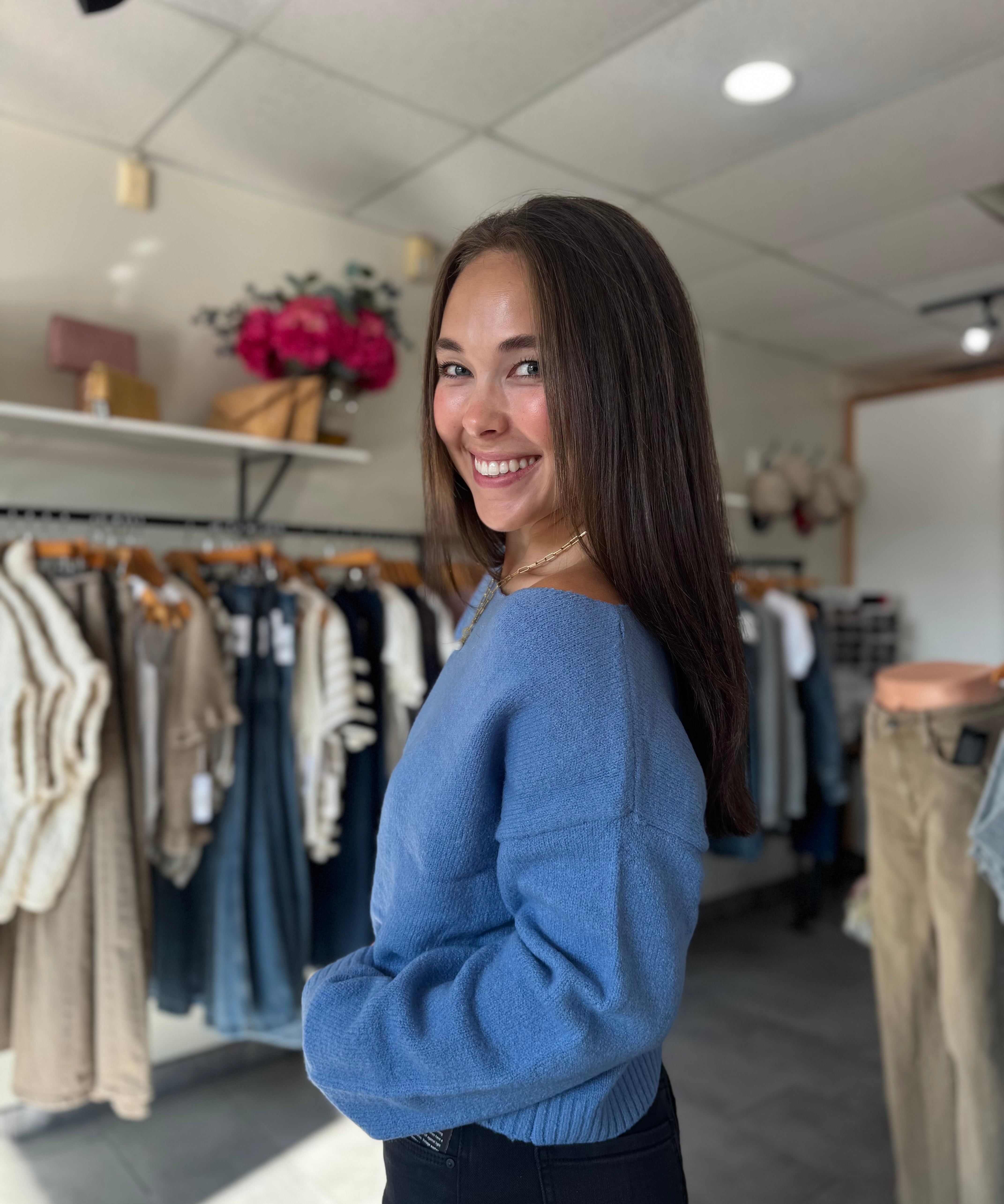 Carina Off the Shoulder Sweater | Denim