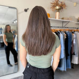 Seamless Crew Neck Short Sleeve Top - Smokey Olive