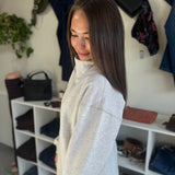 Oversized Mock Neck Pullover Sweatshirt