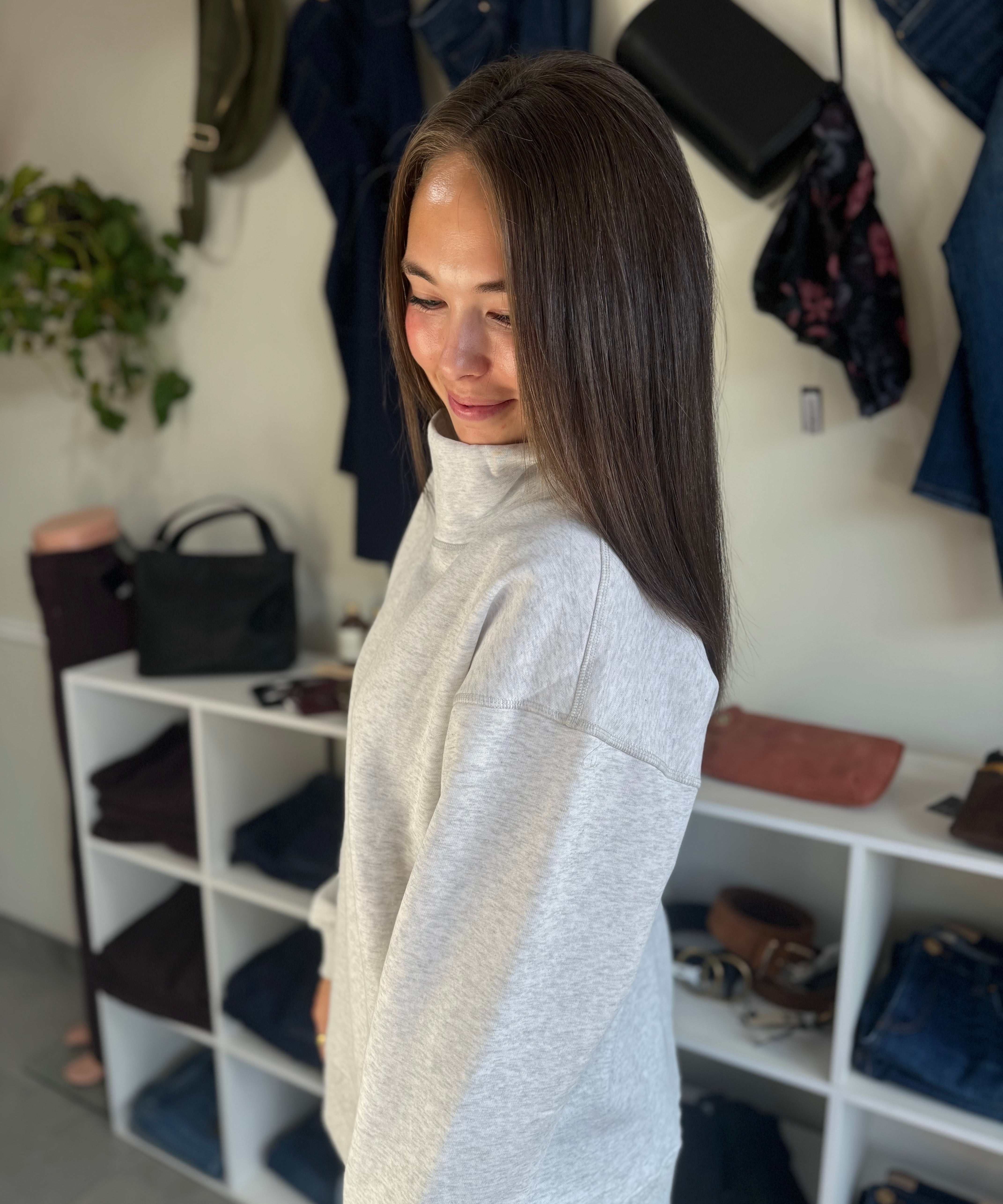 Oversized Mock Neck Pullover Sweatshirt